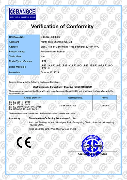 Certificado de informe de ensayo EMC