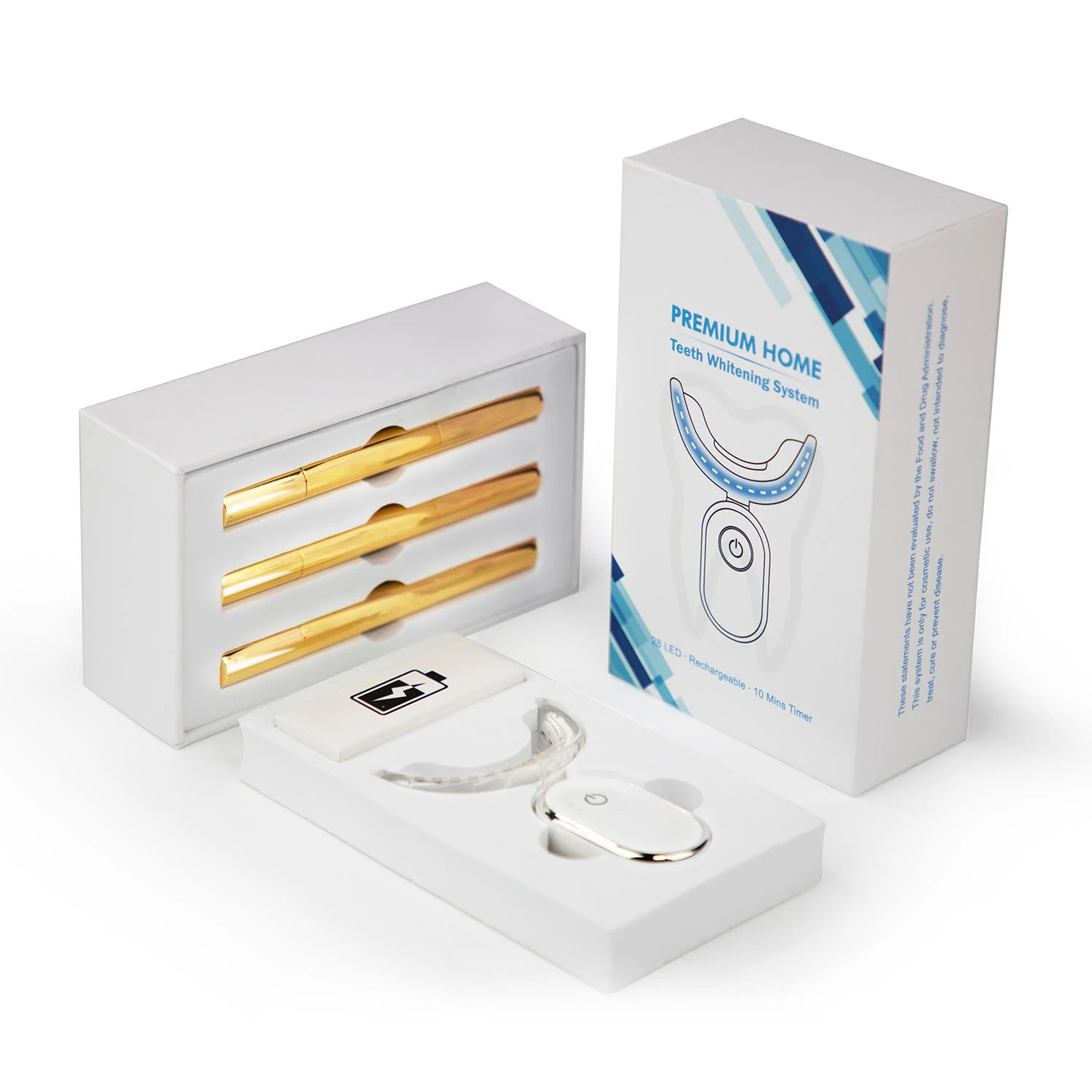 B-28LED-WP-1500 Teeth Whitening Kit - Salon formation: foil bag, 28-LED lamp and three whitening pens