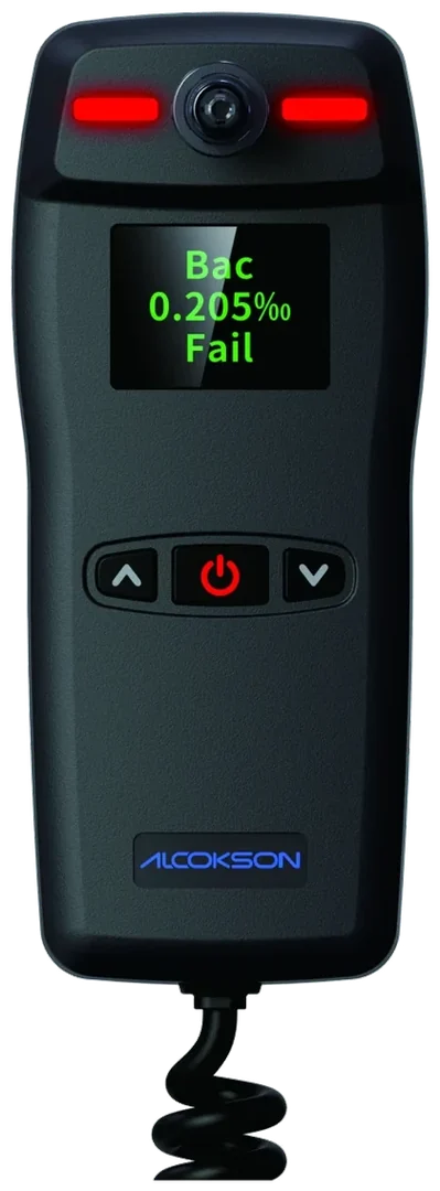ALCOKSON alcohol interlock handset fitted to a fleet vehicle