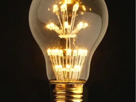 Vintage Edison LED filament bulb, lit
