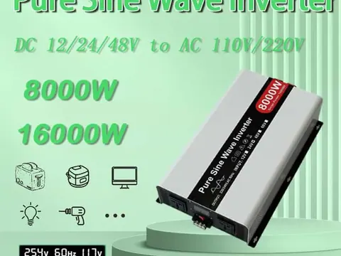 8000W DC 24V/48V to AC 110V/220V Pure Sine Wave Power Inverter for Home with LCD Display