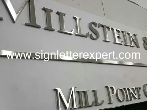Satin stainless steel letter signs