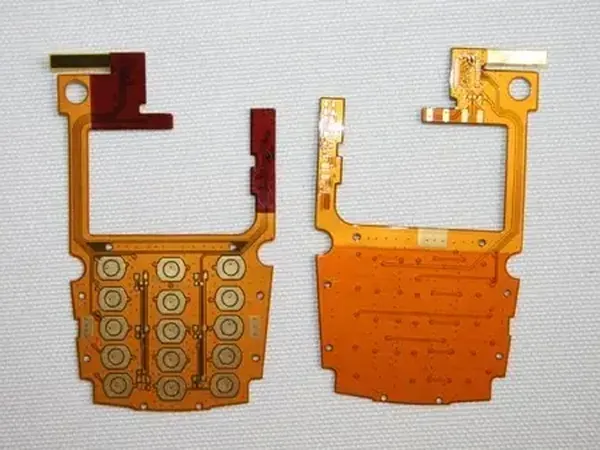 Double layer flexible circuit with exposed gold contact pads for a membrane keypad — PEAK PCB