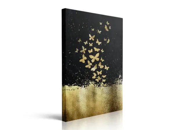 Black Gold Butterflies Canvas Wall Art — PVeror (China)
