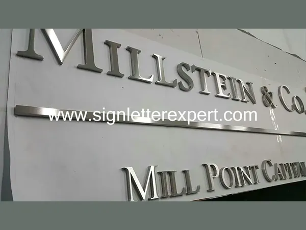 Satin stainless steel letter signs