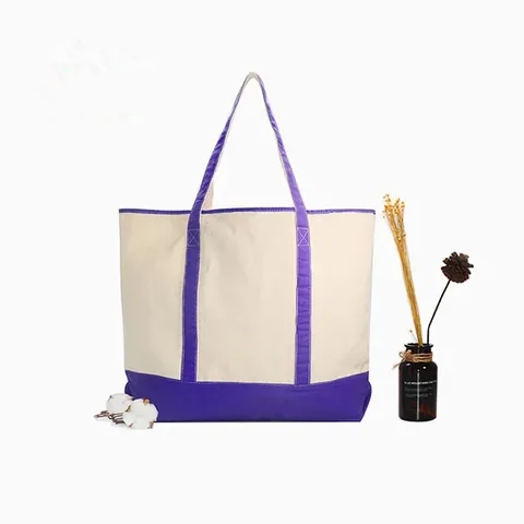 Canvas Shopper With Purple Contrast Base
