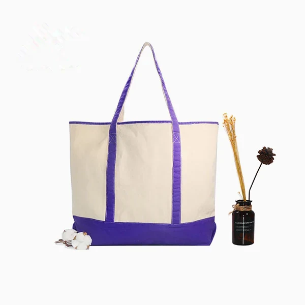 Canvas Shopper With Purple Contrast Base
