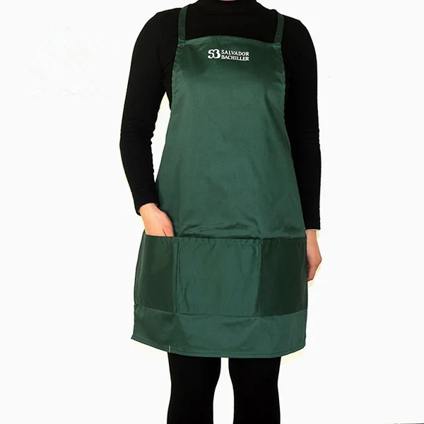 Green Bib Apron With Embroidered Logo