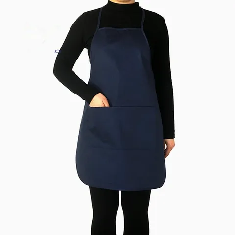 Navy Bib Apron With Side Pockets