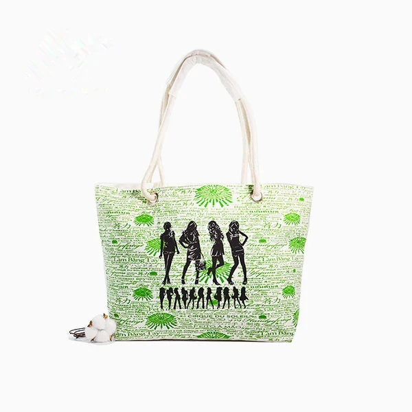 Printed Cotton Tote With Silhouette Graphic