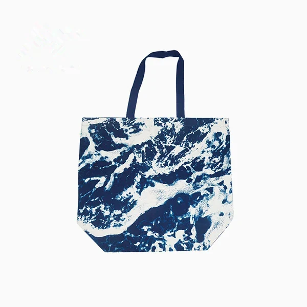 Navy Marble Print Cotton Tote