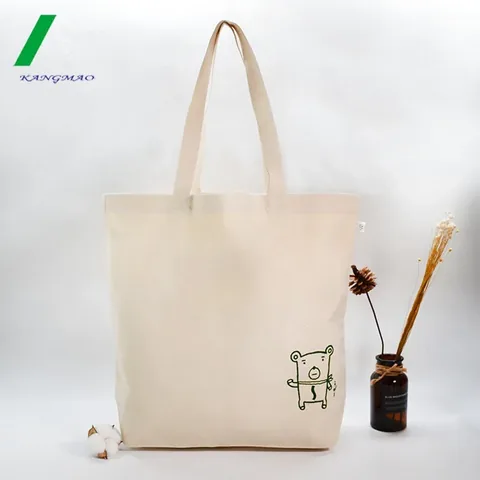 Natural Cotton Tote With Small Front Graphic