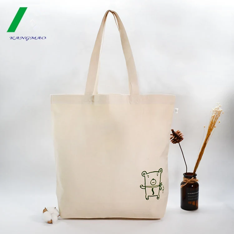 Natural Cotton Tote With Small Front Graphic