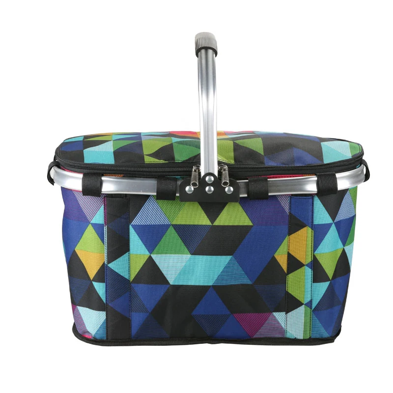 Folding Market Basket 41 x 24 x 23 cm In Geometric Print