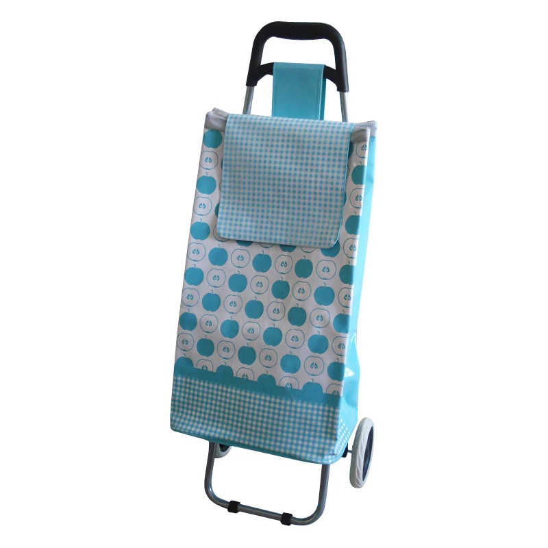 Two-wheel folding shopping trolley with patterned bag body