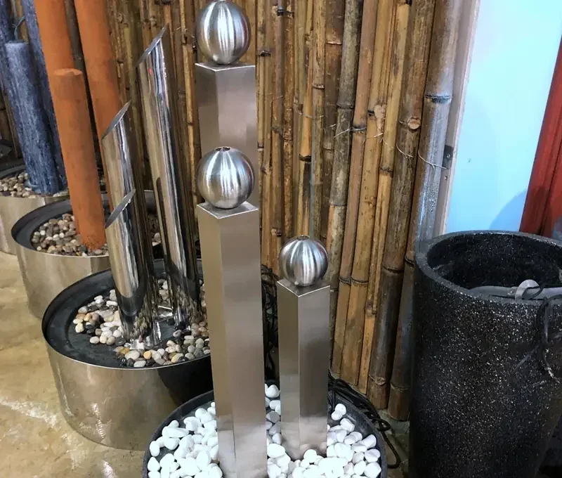School Metal Mirror Polished Stainless Steel Hollow Ball Water Fountain Sculpture manufactured in stainless steel
