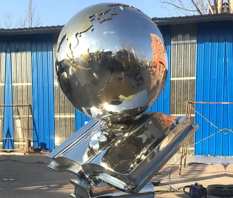 Large Stainless Steel Globes Sculpture manufactured in stainless steel