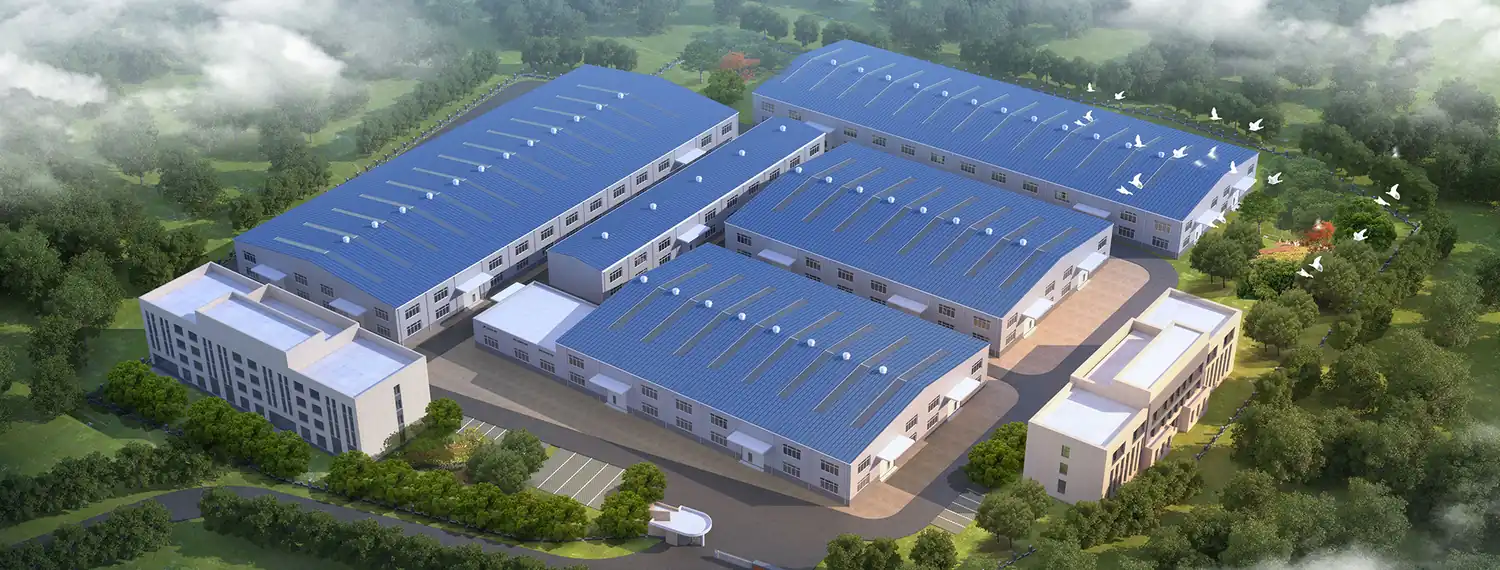Вид с воздуха на производственный кампус Jiangxi Baolifeng Electric в Пингсяне, Цзянси