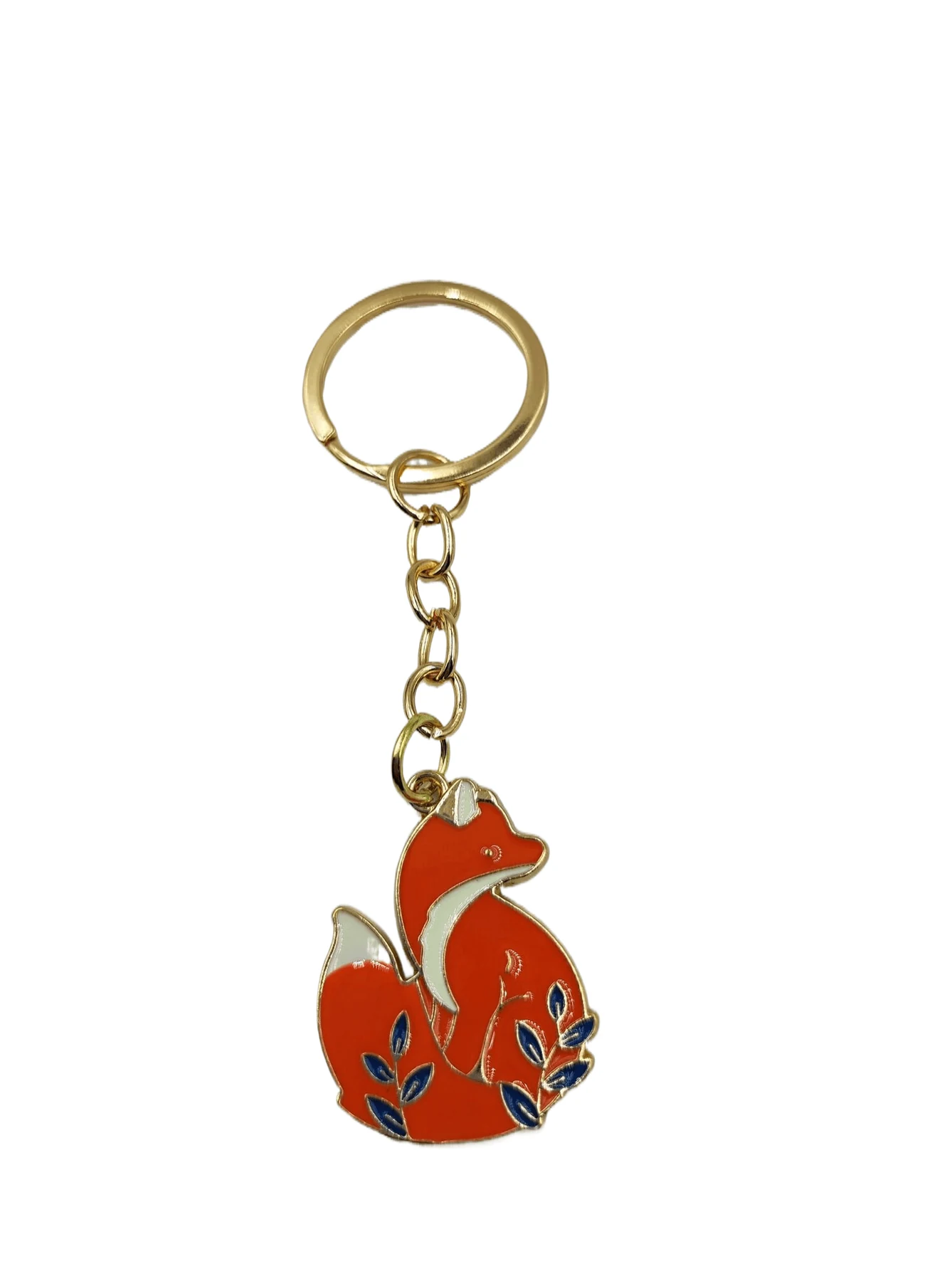 Fox Enamel Metal Keychain showing an orange fox figure in enamel filled metal