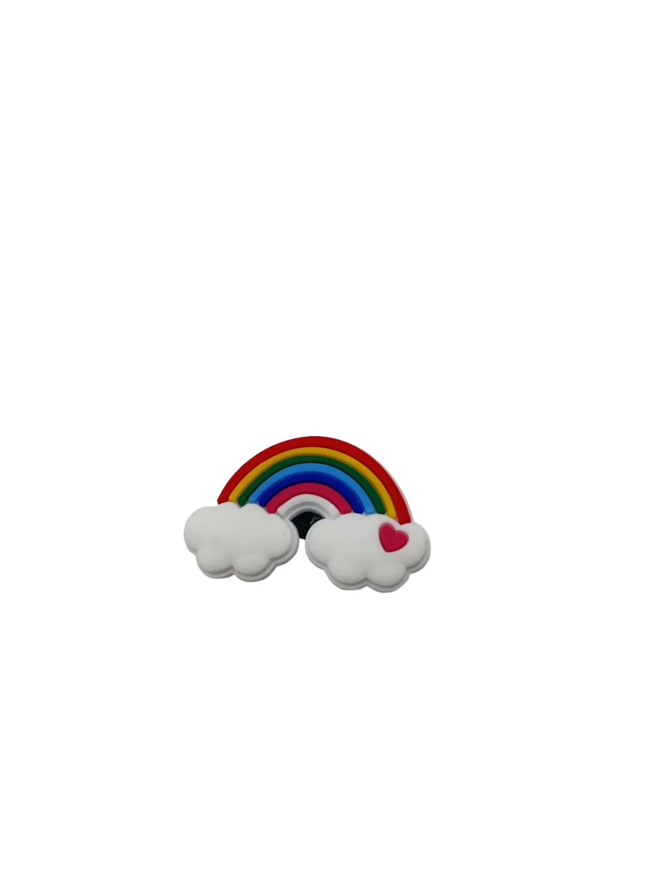Soft PVC shoe charm moulded as a rainbow and cloud