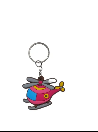 Helicopter Soft PVC Keychain showing a yellow and blue helicopter
