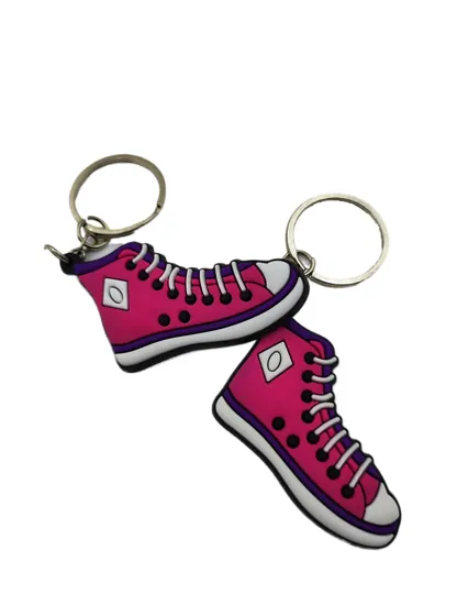 Sneaker Soft PVC Keychain showing a pair of pink high top sneakers