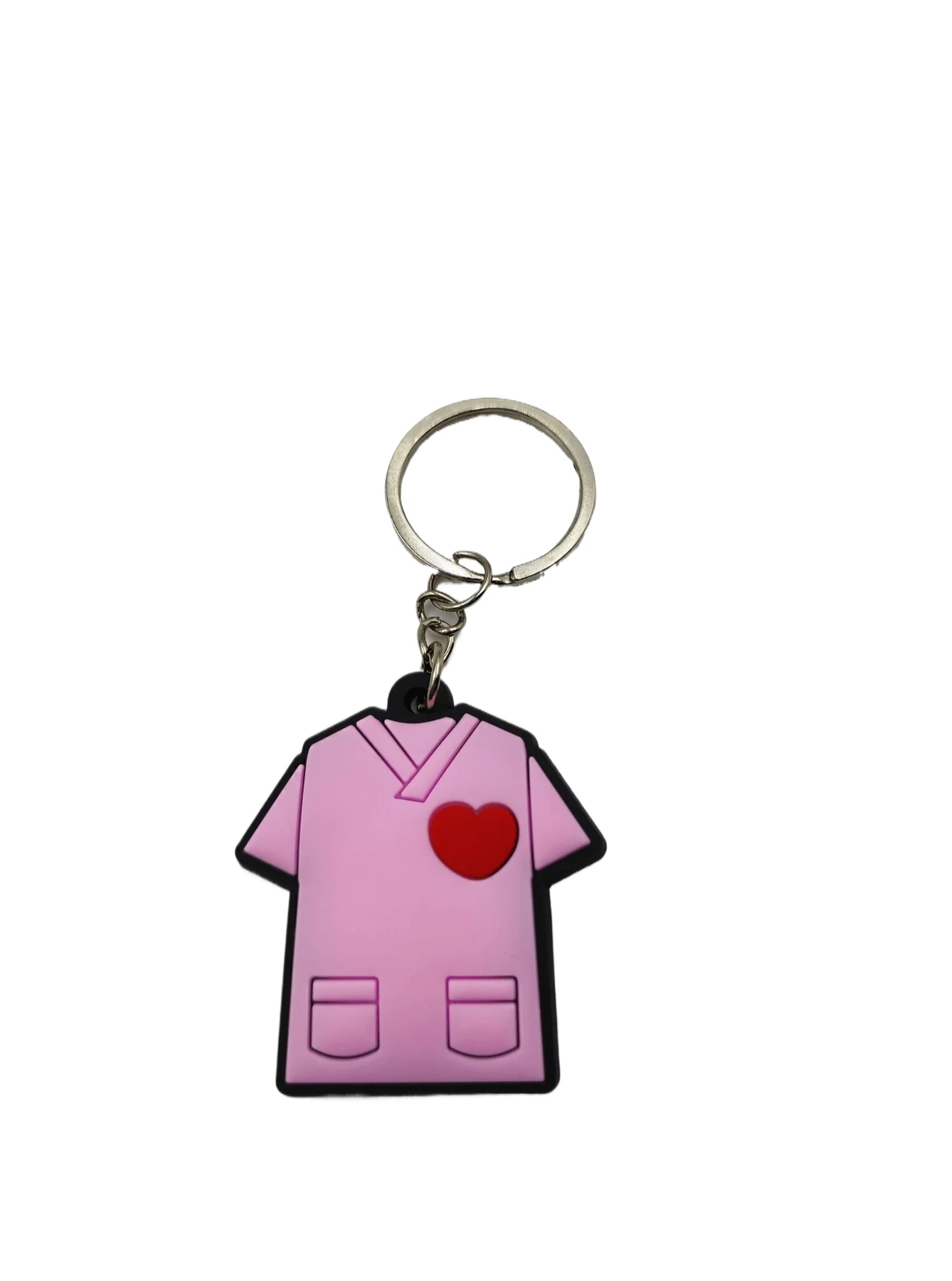 Nurse Scrub Soft PVC Keychain showing a pink medical scrub top