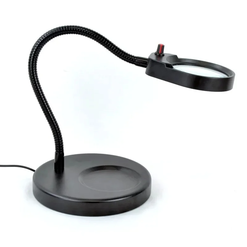 AM-8S 8x15x Lâmpada de mesa LED Real Glass Magnifying Glass Flex Arm
