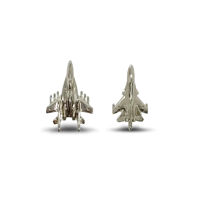Gold and silver 3D airplane lapel pins