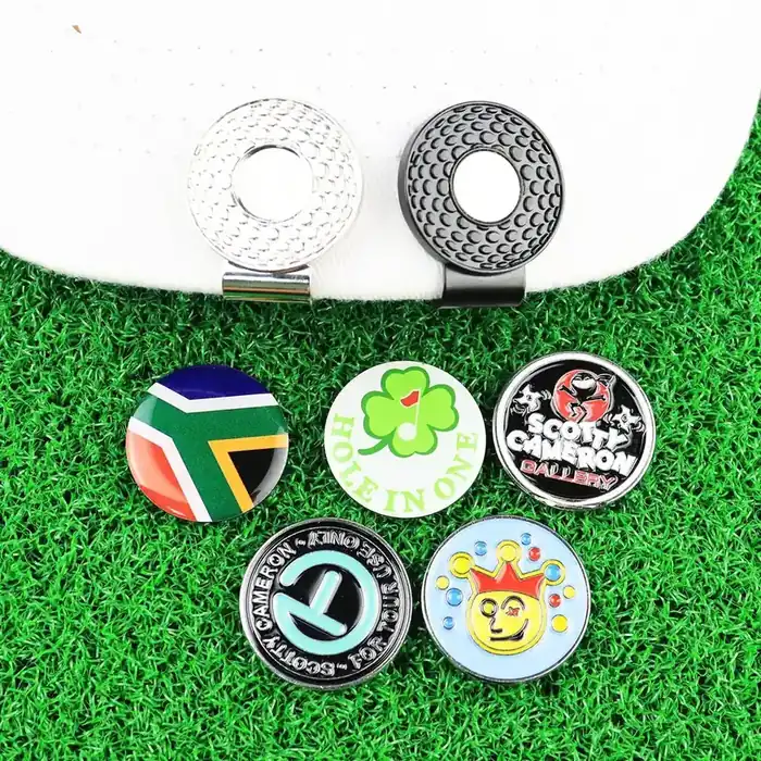 Blank golf hat clip shown from the side