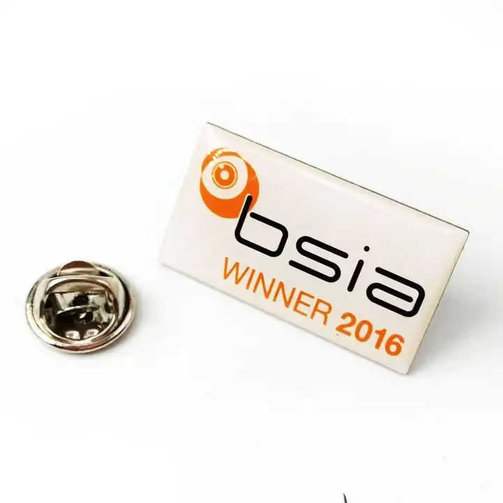Epoxy coated pin badge with butterfly clutch