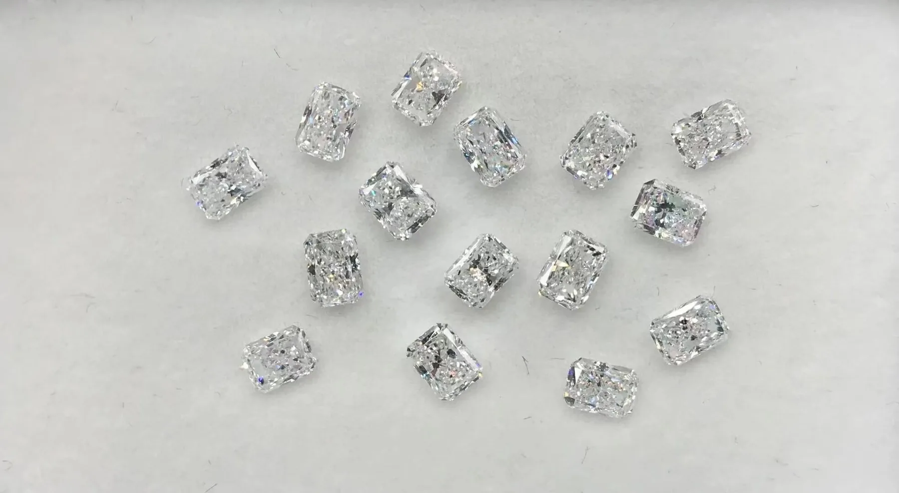 5.7ct Radiant Cut Diamond Eternity Band photographed at the BH Jewelry workshop in Shenzhen