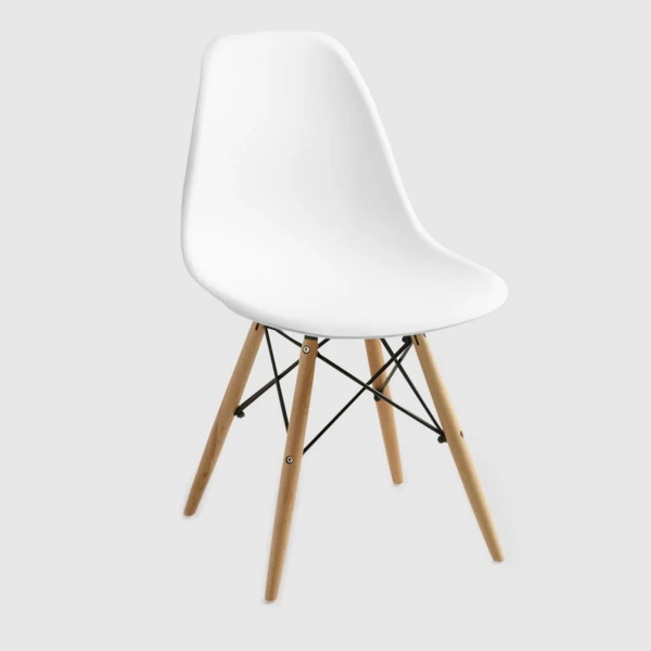 Modern plastic dining chair with a contemporary shell profile