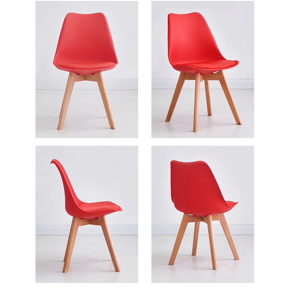 Modern plastic dining chair, contemporary shell on slim legs - view 2