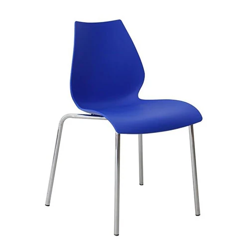 PP seat dining chair on chromed steel tube legs, 44 cm seat height