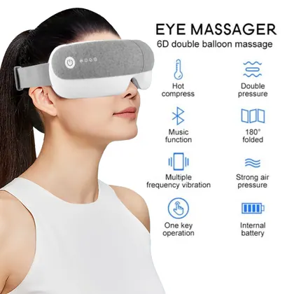 Travel Smart Warm Anti Wrinkle Mini Electric Heating Air Pressure Music Eye Massage Appliance With Air Compression And Heat detail view 6