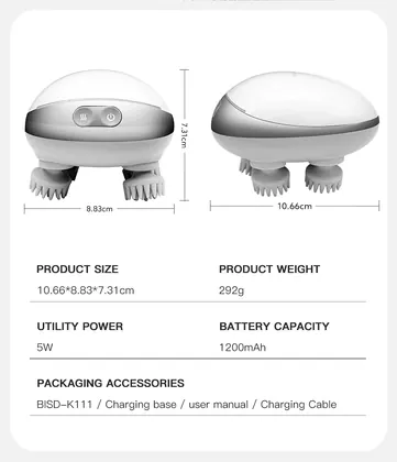 Waterproof Wireless Easy Use Electric Silicone Scalp Massager Stress Release Vibrating Hot Compress Head Massager detail view 13