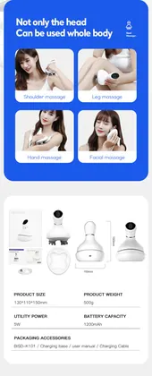 Portable Smart electric Silicone Handheld Waterproof head massager scalp massage Stress Relax Acupoint Massage for head detail view 20