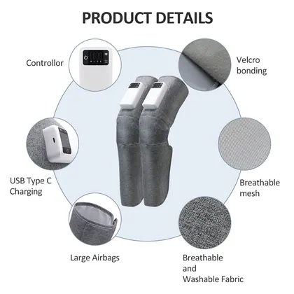 Air Wave Massager Pressure Physiotherapy Instrument Pneumatic Circulation Air Pressure Leg Massager With Knee Heat detail view 5