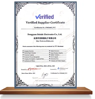 Überprüftes Lieferantenzertifikat im Besitz von Dongguan Beiside Electronics Co., Ltd.