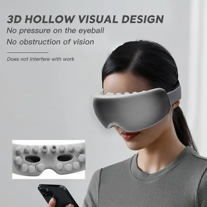 New Advanced Airbag Migraine Bluetooth Electric Masajeador De Ojos Heated Eye Massager With Heat And Vibration For Migraines detail view 8