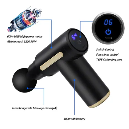 Rechargeable Muscle Stimulator Deep Tissue Facial Massager Body Massage Gun For Body Relaxation Slimming Shaping detail view 5