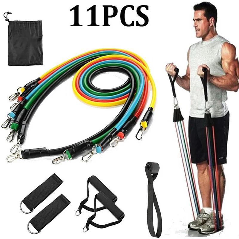 11 pcs Resistance set-Yoga Exercise Fitness Band Rubber Loop Tube Band