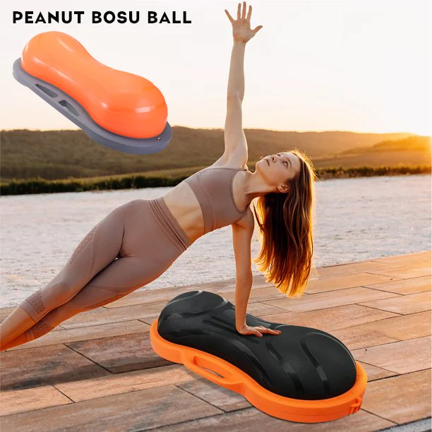 Balance Übung Ball Hälfte als Push up Bench verwendet