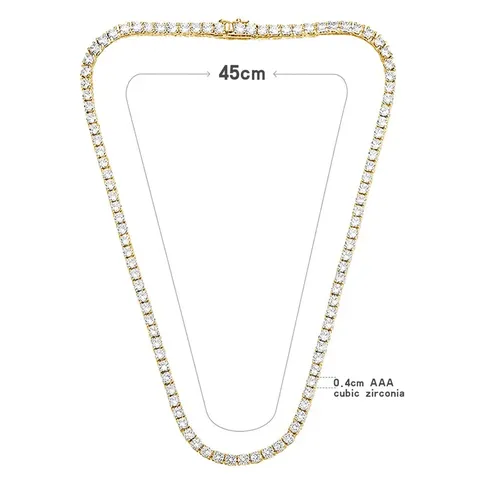 16-24 Inch Full Diamond Single Row Zirconia Tennis Necklace Hip Hop - view 3