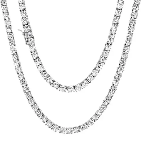 16-24 Inch Full Diamonds Single Row Zirconia Tennis Ball Necklace Hip - Brass jewelry made by BlueOne Jewelry