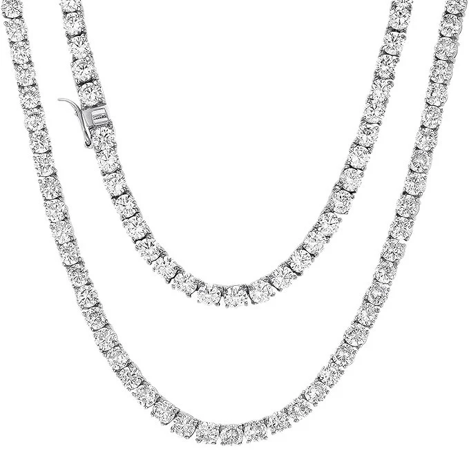 16-24 Inch Full Diamonds Single Row Zirconia Tennis Ball Necklace Hip made by BlueOne Jewelry