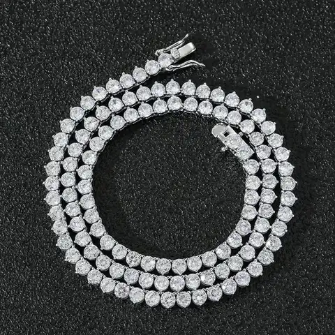 16-24 Inch Tennis Necklace Triple Claw Single Row 4 Mm Zirconia - view 3