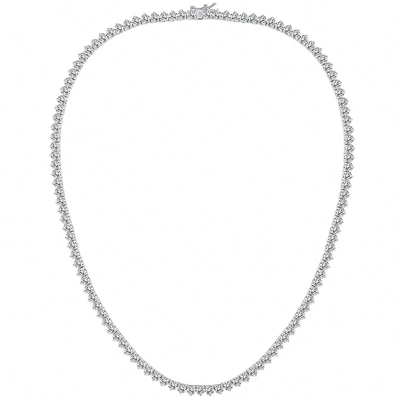 16-24 Inch Tennis Necklace Triple Claw Single Row 4 Mm Zirconia made by BlueOne Jewelry