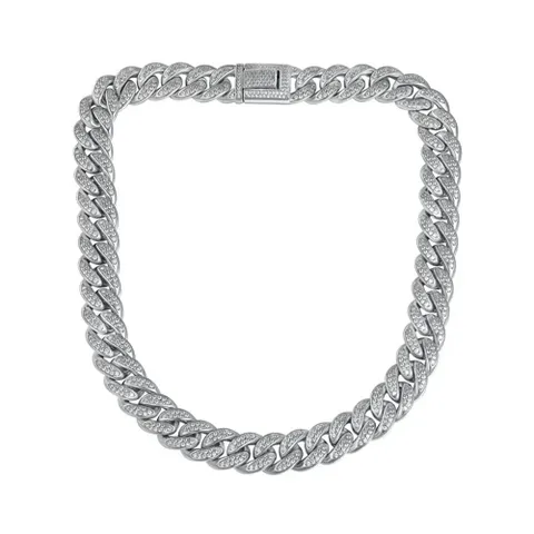 15mm Double-row Hip Pop Miami Cuban Necklace for Men Women - Plated Brass jewelry made by BlueOne Jewelry